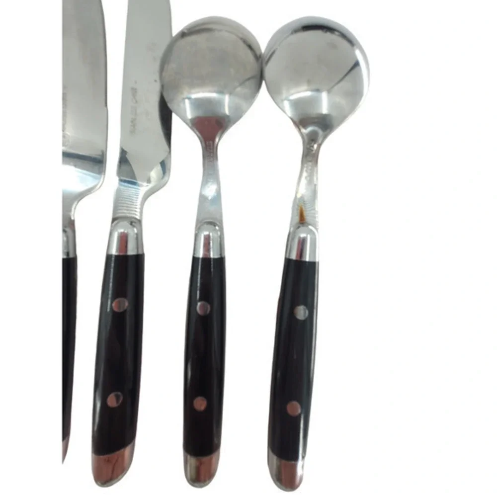 Cambridge Silversmiths Jubilee Black Handle Flatware Set Service for‎ 2 2-2